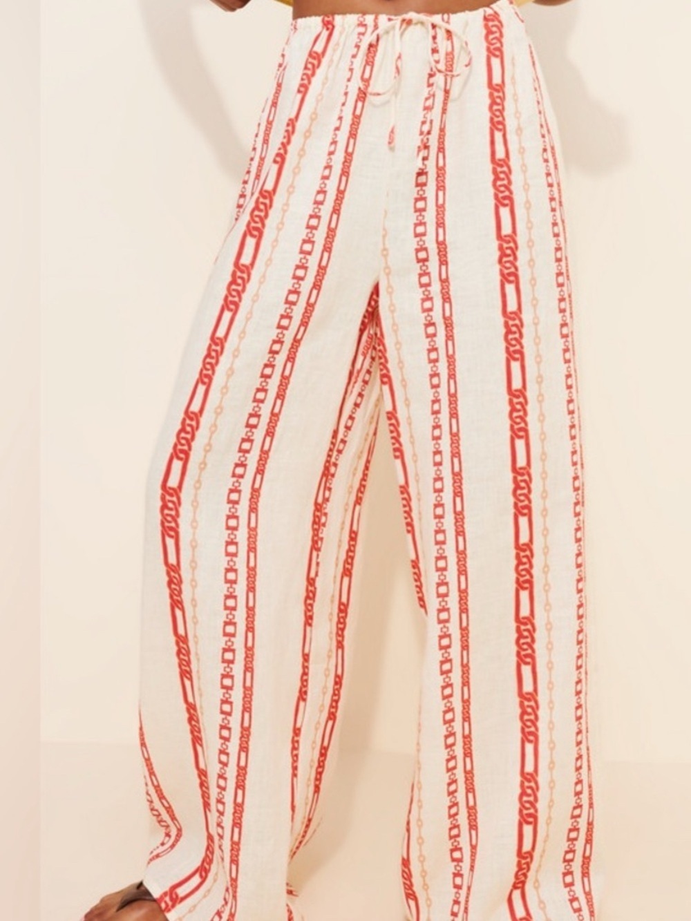 VRG GRL Raya 100% Linen Wide Leg Drawstring Pants Small Coastal Resort - Picture 14 of 14